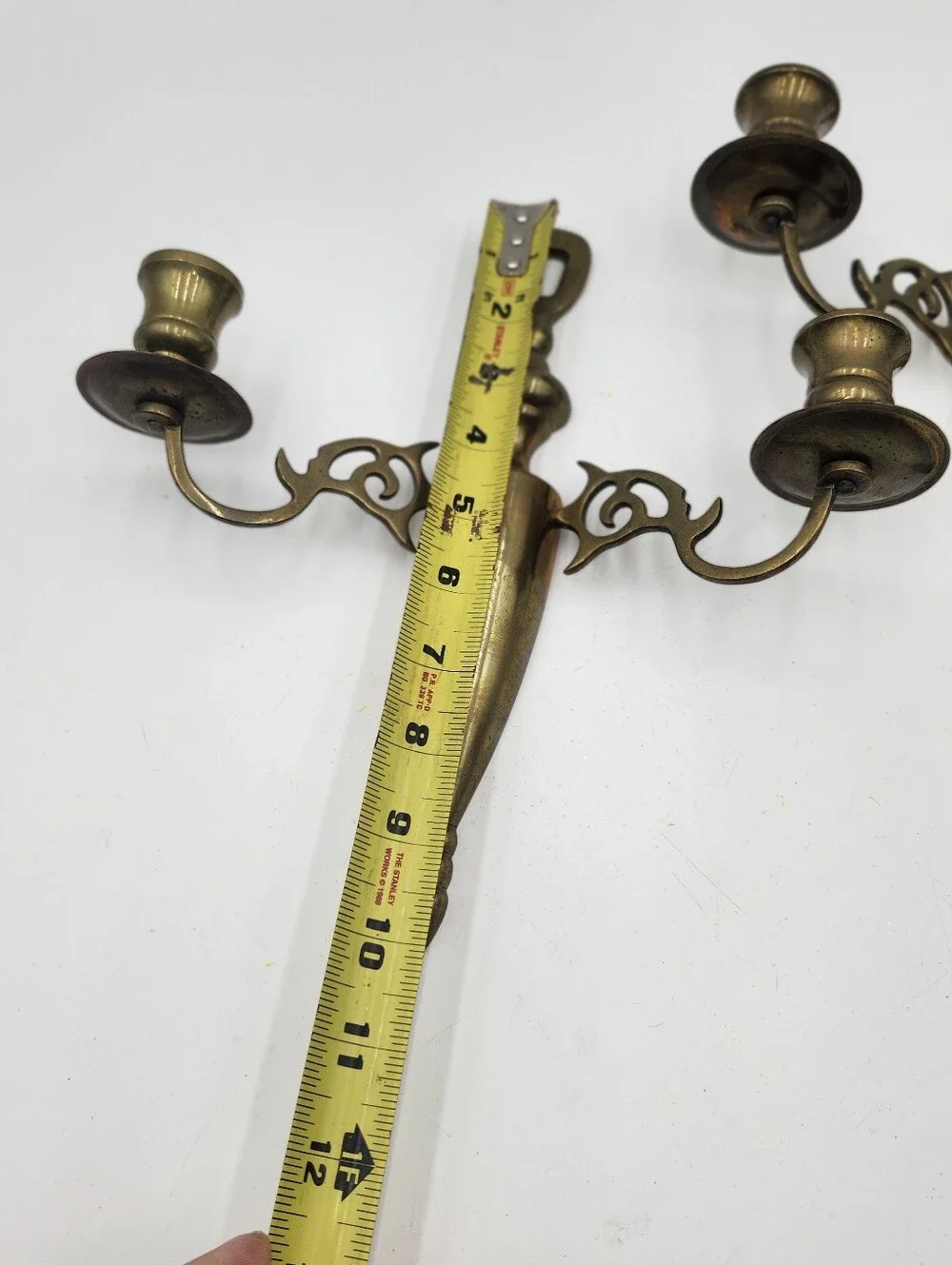 vintage antique brass double-arm wall sconces candle holder traditional colonial